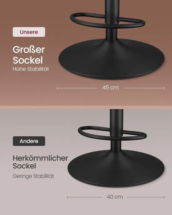 FurnStar - Barkruk - 360° Draaibare Barkruk - Set van 2 - In Hoogte Verstelbare Barstoel met Rugleuning - Kunstleer - Naden - Mid-Century Moderne Stijl - Keuken - Huisbar - Eenvoudige Montage - Karamelbruin