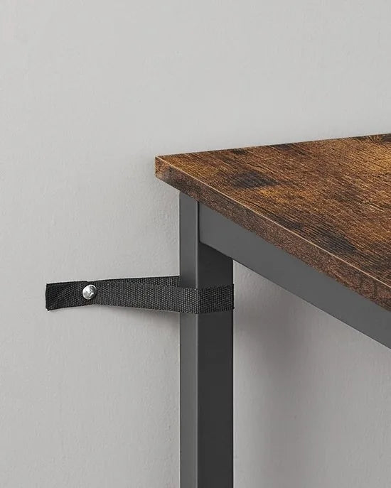Furnstar Bartafel 60x60x92 cm – Hoge Keukentafel – Vierkant – Stabiel Stalen Frame – Industriële Stijl – Vintage Bruin/Zwart