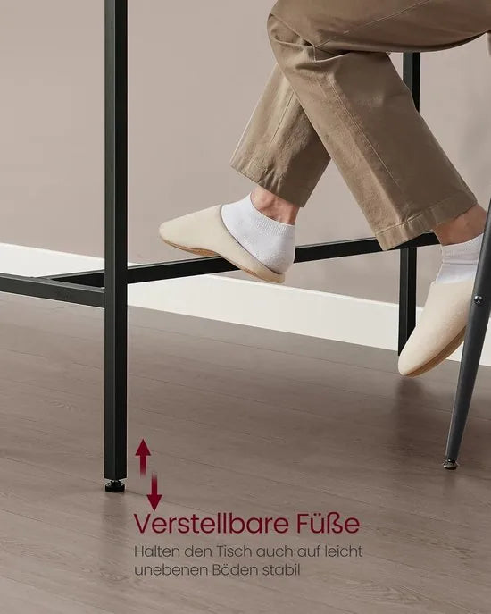 FurnStar - Bartafel - Statafel met Laadstation en Flexibele Lade van Vliesstof - Haken - 40 x 120 x 104,6 cm - Voor Kantoor - Slaapkamer - Bar - Woonkamer - Asbruin