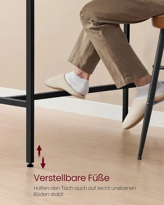 FurnStar - Bartafel - Statafel met Laadstation en Flexibele Lade van Vliesstof - Haken - 40 x 120 x 104,6 cm - Voor Kantoor - Slaapkamer - Bar - Woonkamer - Ebbenhoutzwart
