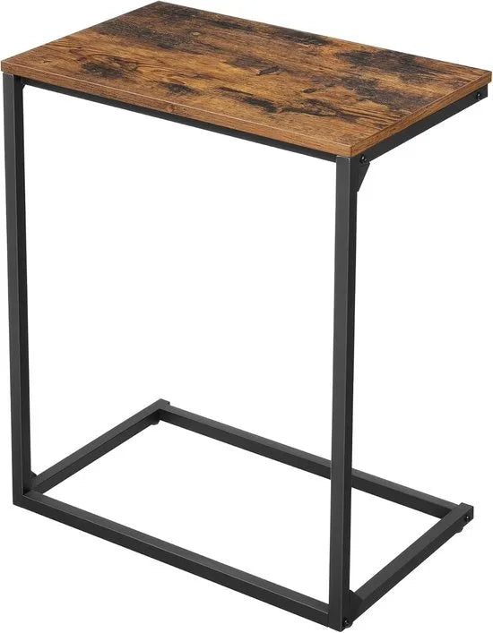 Furnstar Bijzettafel - Laptoptafel voor Bank en Bed -Industrieel Design - Rustiek Bruin en Zwart