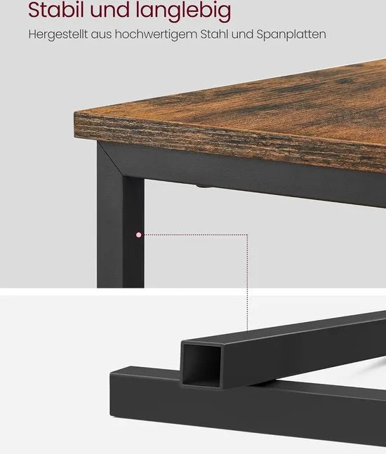 FurnStar - Bijzettafel - Nachtkastje met stekkerdoos - 2 Laden - Banktafel - Nachtkastje voor woonkamer - Slaapkamer - Vintage bruin + Inktzwart
