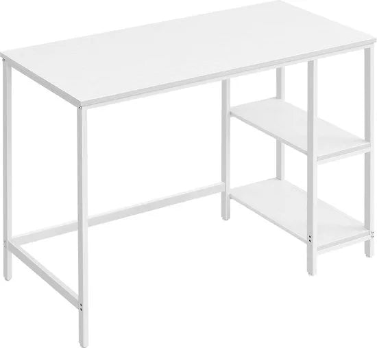 FurnStar - Bureau - Computertafel - Pc-tafel - Bureautafel - Met 2 planken aan de rechter- of linkerkant - Voor kantoor - Woonkamer - Stalen frame - Industrieel design - 50D x 100B x 76H cm - Zwart. – Esdoornwit