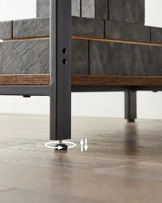 FurnStar - Bureau - Computertafel - Pc-tafel - Bureautafel - Met 2 planken aan de rechter- of linkerkant - Voor kantoor - Woonkamer - Stalen frame - Industrieel design - 50D x 100B x 76H cm - Zwart. – Vintabruin + zwart.