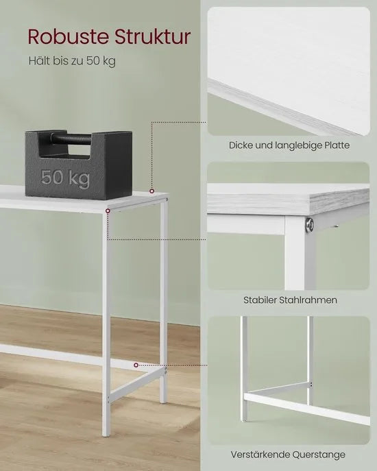 FurnStar - Bureau - Computertafel - Pc-tafel - Bureautafel - Met 2 planken aan de rechter- of linkerkant - Voor kantoor - Woonkamer - Stalen frame - Industrieel design - 50D x 100B x 76H cm - Zwart. – Esdoornwit
