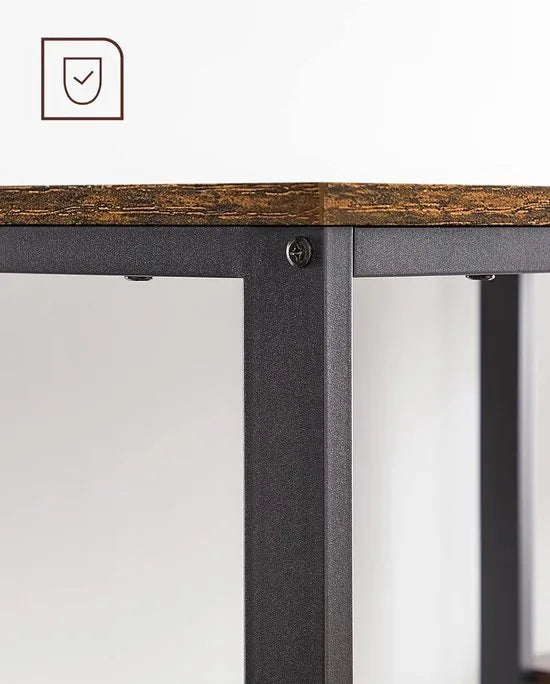 FurnStar - Bureau - Computertafel - Pc-tafel - Bureautafel - Met 2 planken aan de rechter- of linkerkant - Voor kantoor - Woonkamer - Stalen frame - Industrieel design - 60D x 120B x 76H cm - Vintagebruin + Zwart