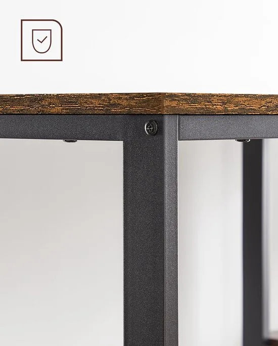 FurnStar - Bureau - computertafel - pc-tafel - bureautafel - met 2 planken aan de rechter- of linkerkant - voor kantoor - woonkamer - stalen frame - industrieel design - 60D x 140B x 76H cm - vintabruin + zwart.