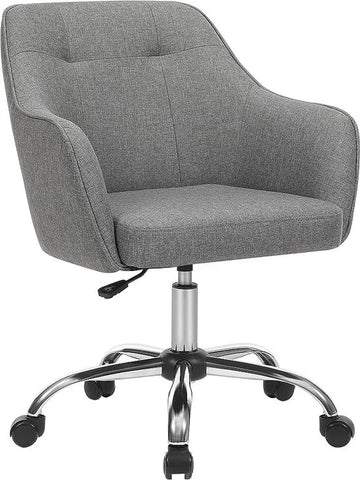 FurnStar - Bureaustoel - Comfortabele Draaistoel - Ergonomische Zitting - In Hoogte Verstelbaar - Belasting 120kg - Stalen Frame - Imitatie Linnen Kantoor - Grijs