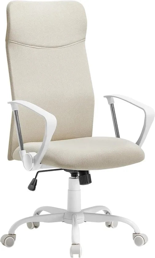 FurnStar Bureaustoel – Ergonomische Draaistoel met Gevoerde Zitting – In Hoogte Verstelbaar & Kantelbaar – Belastbaar tot 120 kg – Grijs – Cappuccino-beige