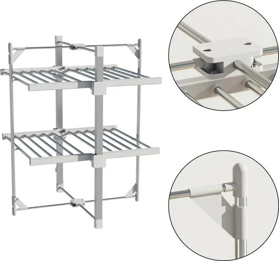 FurnStar - Droogrek K120 - Elektrische droogrek - Verwarmde Wasrek - ‎Droogrek met Verwarming - 72 x 77 x 99 cm - Grijs