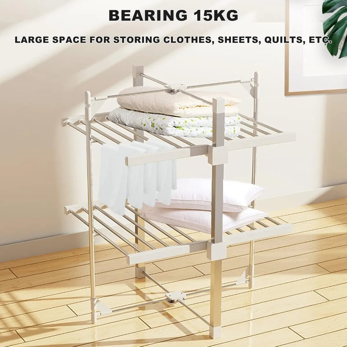 FurnStar - Droogrek K120 - Elektrische droogrek - Verwarmde Wasrek - ‎Droogrek met Verwarming - 72 x 77 x 99 cm - Grijs