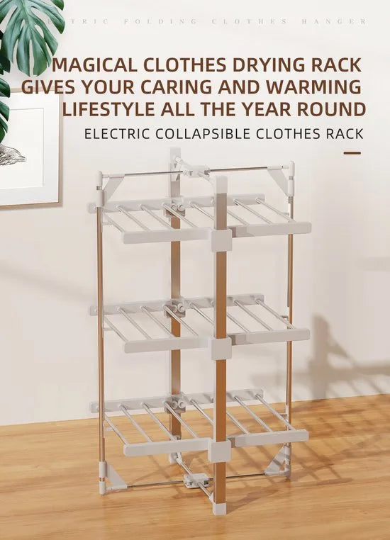 FurnStar - Droogrek K130 - Elektrische droogrek - Verwarmde Wasrek - ‎Droogrek met Verwarming - 59.5 x 62 x 110 cm - Grijs