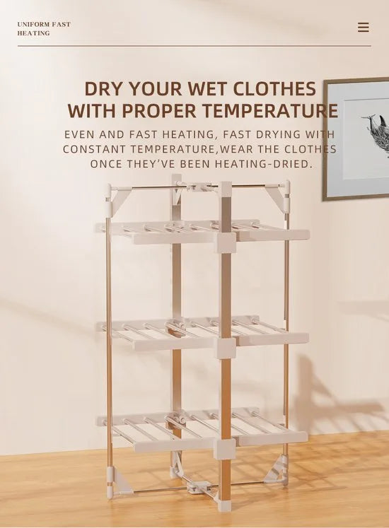 FurnStar - Droogrek K130 - Elektrische droogrek - Verwarmde Wasrek - ‎Droogrek met Verwarming - 59.5 x 62 x 110 cm - Grijs