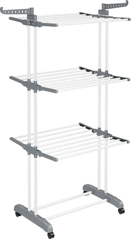 FurnStar - Drying Rack - Standing Drying Rack - 4 levels - Wing Washing Rack - Folding Wings - With Wheels - 64 x 126 x 172 CM