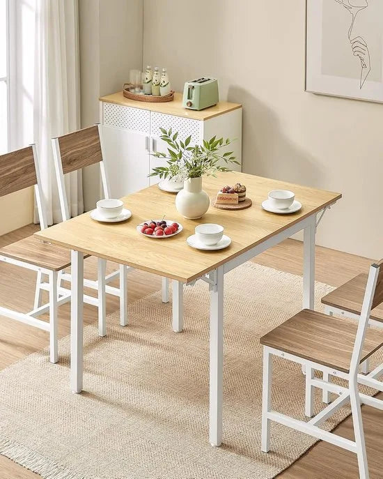 Furnstar Eettafel- Inklapbare Keukentafel voor 2-4 Personen - voor Kleine Ruimtes - Natuurlijk Eiken-Wolkenwit