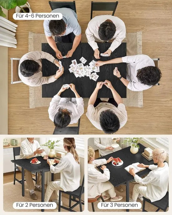 Furnstar Eettafel - Inklapbare Keukentafel voor 2-4 Personen - voor Kleine Ruimtes - Vintage Bruin-Inktzwart – Ebbenhoutzwart-inktzwart