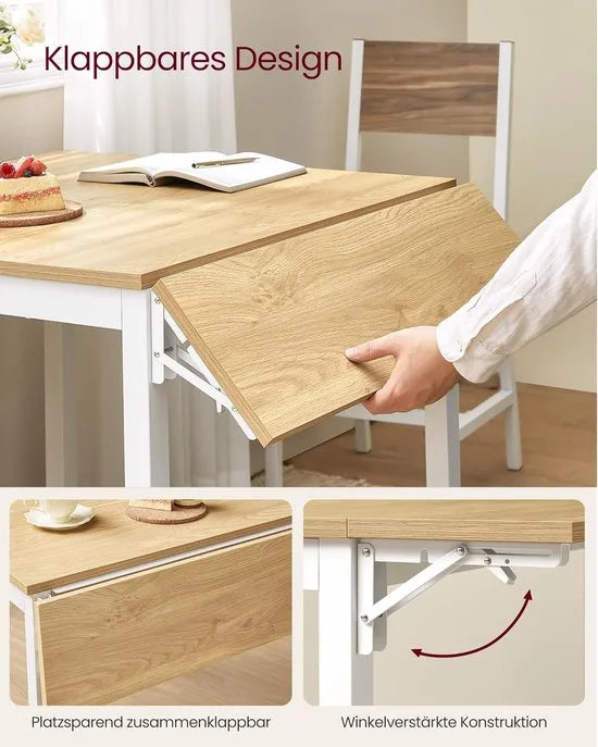 Furnstar Eettafel- Inklapbare Keukentafel voor 2-4 Personen - voor Kleine Ruimtes - Natuurlijk Eiken-Wolkenwit – Natuurlijk eiken-wolkenwit