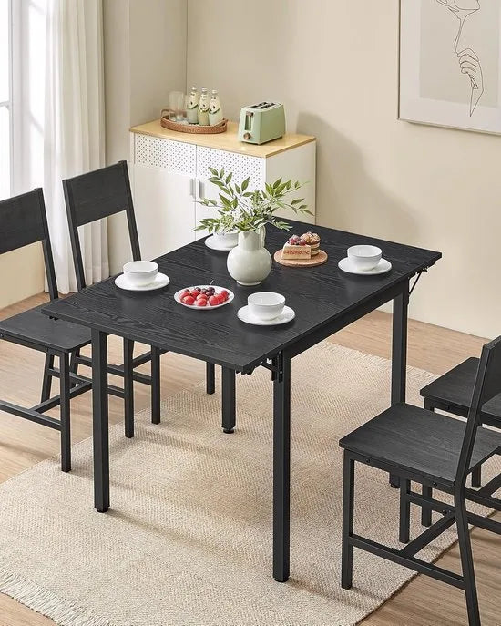 Furnstar Eettafel - Inklapbare Keukentafel voor 2-4 Personen - voor Kleine Ruimtes - Vintage Bruin-Inktzwart – Ebbenhoutzwart-inktzwart