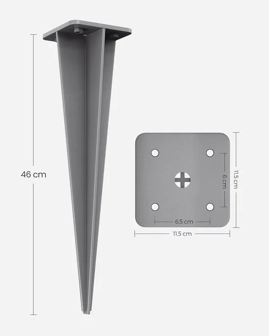 Furnstar GSA001 Grondanker voor Staande Palen van Zijluifels – Grijs – 46 cm Hoog Furnstar Grondankerset – Voor Aluminium Zijmarkiezen – Incl. Schroeven en Houder