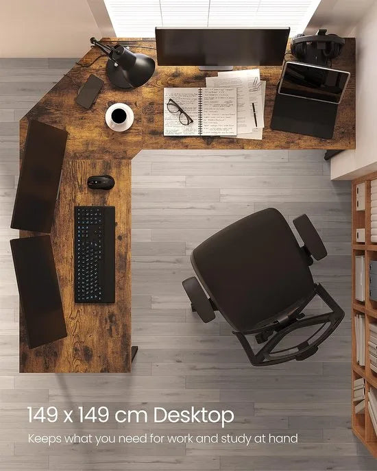 FurnStar hoekbureau - 149x149x75 cm - Bruin