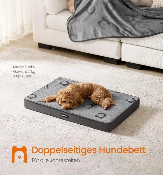 FurnStar - Hondenbed - Hondenkussen - Wasbaar - Afneembare hondenmat - Waterdicht - Voor kleine en mini-honden 76 x 51 x 8 cm - maat M - Grijs