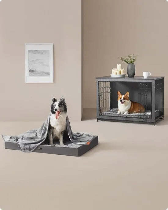 FurnStar - Hondenbed - Hondenkussen - Wasbaar - Hondenmat - Afneembaar - Waterdicht - 120 x 74 x 10 cm - XXL - Voor Grote Honden - Duifgrijs