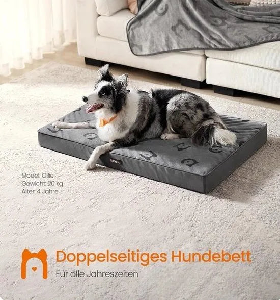 FurnStar - Hondenbed - Hondenkussen - Wasbaar - Hondenmat - Afneembaar - Waterdicht - Voor middelgrote en grote honden - 105 x 73 x 10 cm - maat XL - Grijs