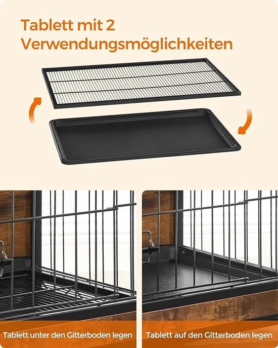 FurnStar - Hondenbench voor woonkamer - 2 deuren - Grote hond - 91 * 55 * 68 cm - Bench Industrieel - L