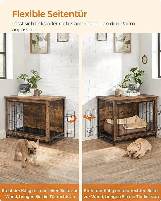 FurnStar - Hondenbench voor woonkamer - 2 deuren - Grote hond - 91 * 55 * 68 cm - Bench Industrieel - L