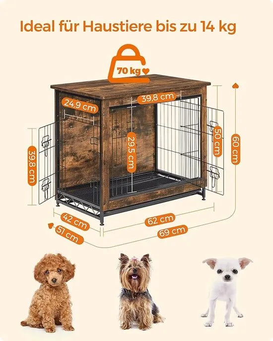 FurnStar - Hondenbench woonkamer - 2 deuren - Kleine hond - Bench Industrieel - S