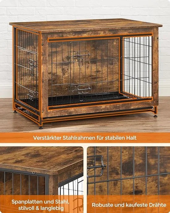 FurnStar - Hondenbench woonkamer - 2 deuren - Kleine & middelgrote hond - Bench Industrieel - M