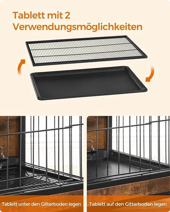FurnStar - Hondenbench woonkamer - 2 deuren - Kleine & middelgrote hond - Bench Industrieel - M