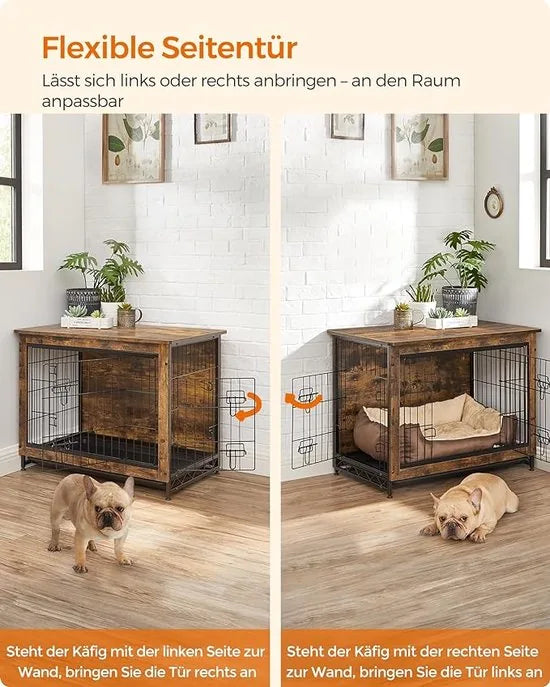 FurnStar - Hondenbench woonkamer - 2 deuren - Kleine & middelgrote hond - Bench Industrieel - M
