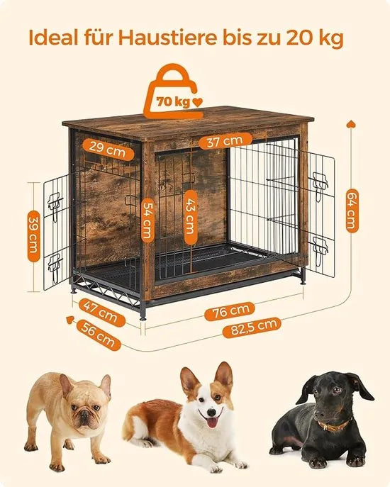 FurnStar - Hondenbench woonkamer - 2 deuren - Kleine & middelgrote hond - Bench Industrieel - M