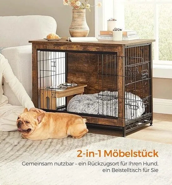FurnStar - Hondenbench woonkamer - 2 deuren - Kleine & middelgrote hond - Bench Industrieel - M