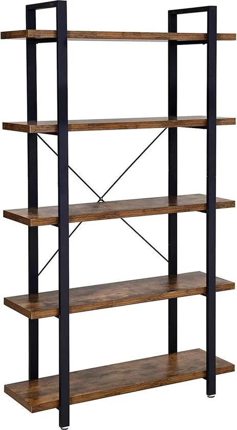 Furnstar - Industriële Boekenkast met Metalen Frame – Kast voor Slaapkamer en Woonkamer – 105 x 33,5 x 177,5 cm - Bruin/Zwart