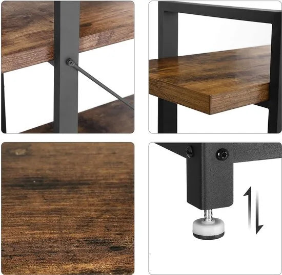 Furnstar - Industriële Boekenkast met Metalen Frame – Kast voor Slaapkamer en Woonkamer – 105 x 33,5 x 177,5 cm - Bruin/Zwart