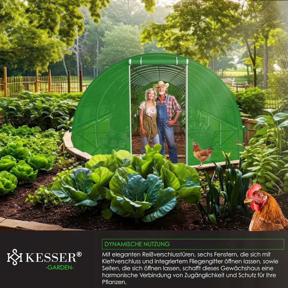 FurnStar - Kas Stabiele Tuinkas met 16 Ramen - Klamboe en Deur - Kas met Gegalvaniseerd Stalen Frame - Filmtunnel 170 g/m² - Inclusief Grondankers - Handschoenen en Touwen - 800x300 cm
