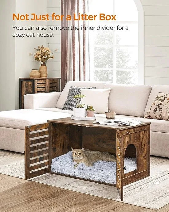 Furnstar Kattenhuis - Kattenbakkast met uitneembare scheidingswand - Tafel - 80 x 53 x 50 cm - Vintage Bruin – Bruin FurnStar Kattenbak Kattenhuis  (1910)