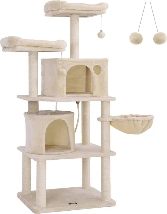 FurnStar - Kattenboom - Hoge Kattentoren - 2 Grotten - Beige