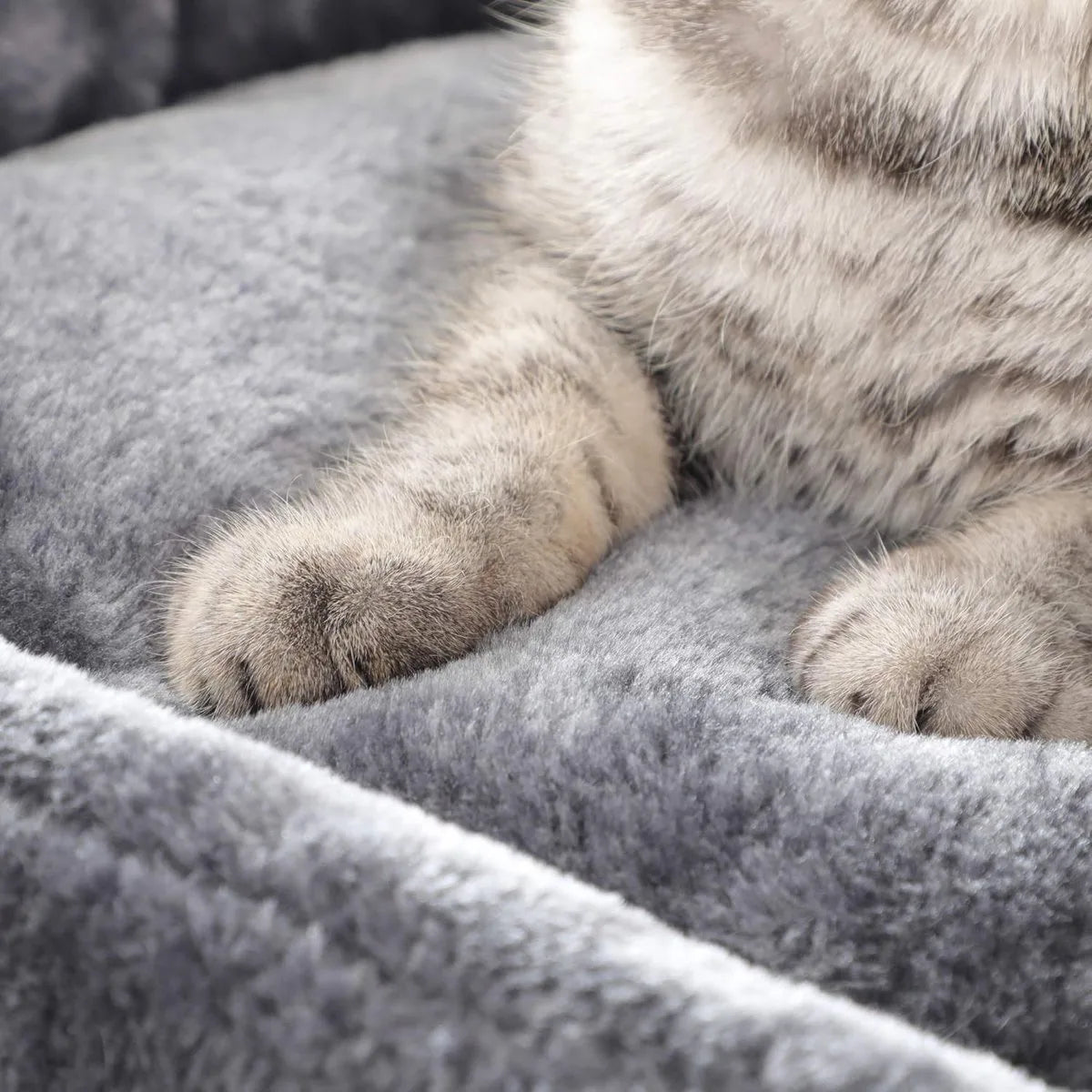 FurnStar - Kattenboom - Hoge Kattentoren - 2 Grotten - Grijs – Rokerig grijs