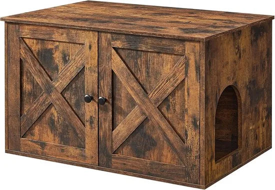 Furnstar Kattenhuis - Kattenbakkast met uitneembare scheidingswand - Tafel - 80 x 53 x 50 cm - Vintage Bruin – Bruinvintage Vintage Bruin (1897)