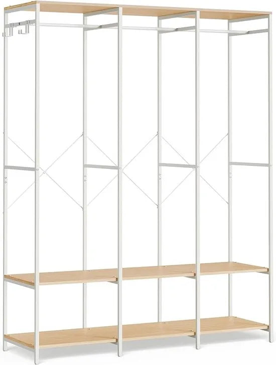 FurnStar - Kledinghangers - Kledingrek Metaal - Schoenenrek- Kledingkasten Slaapkamer - 40 x 94.5 x 180 cm - Kledingrek Beige – Natuurlijk beige 40 x 141 x 180cm
