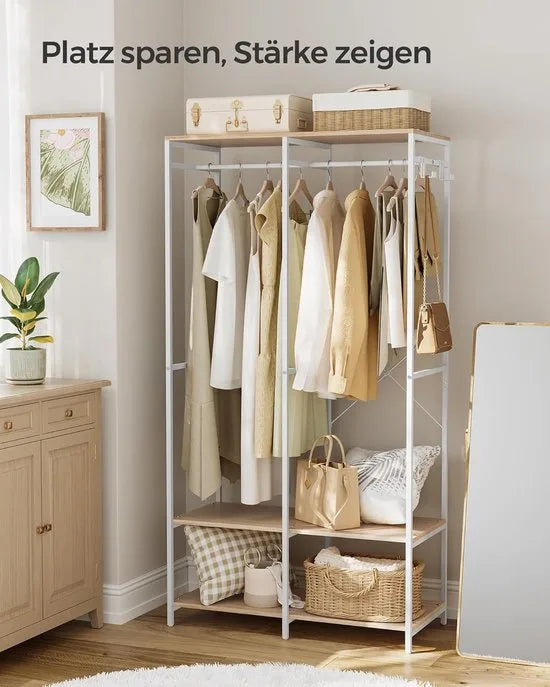 FurnStar - Kledinghangers - Kledingrek Metaal - Schoenenrek- Kledingkasten Slaapkamer - 40 x 94.5 x 180 cm - Kledingrek Beige