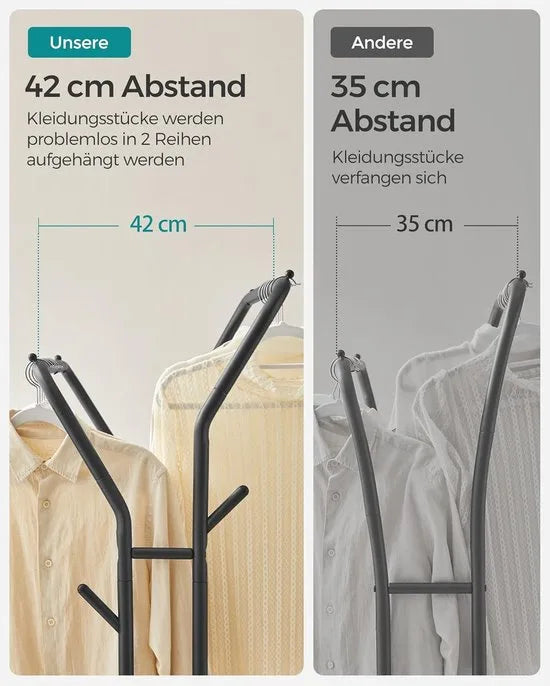 Furnstar Kledingrek op wieltjes - 2 Kledingstangen - Garderobestand - Kapstok van stalen buizen - Tot 100 kg belastbaar - 103.5 cm breed -Multifunctionele opslag - Zilver – Zwart