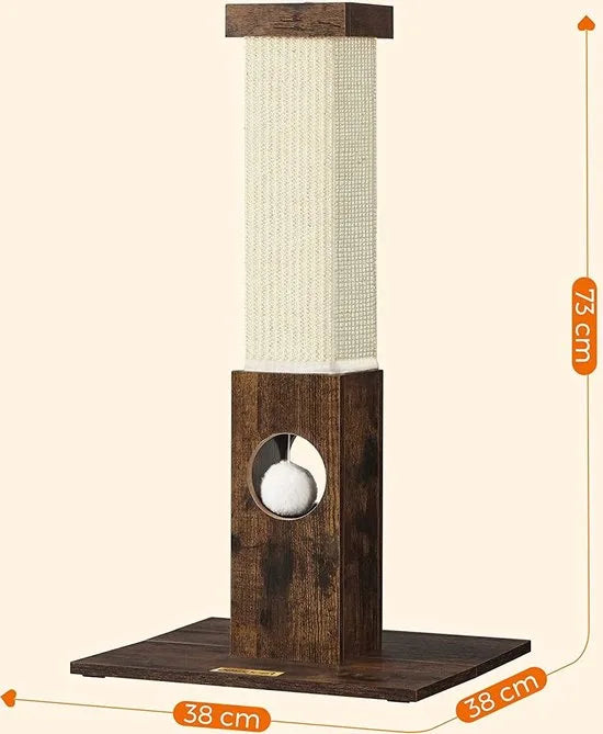 FurnStar - Krabpaal - Katten Krabpaal met Speelbal - Vintage - Beige - 73 cm