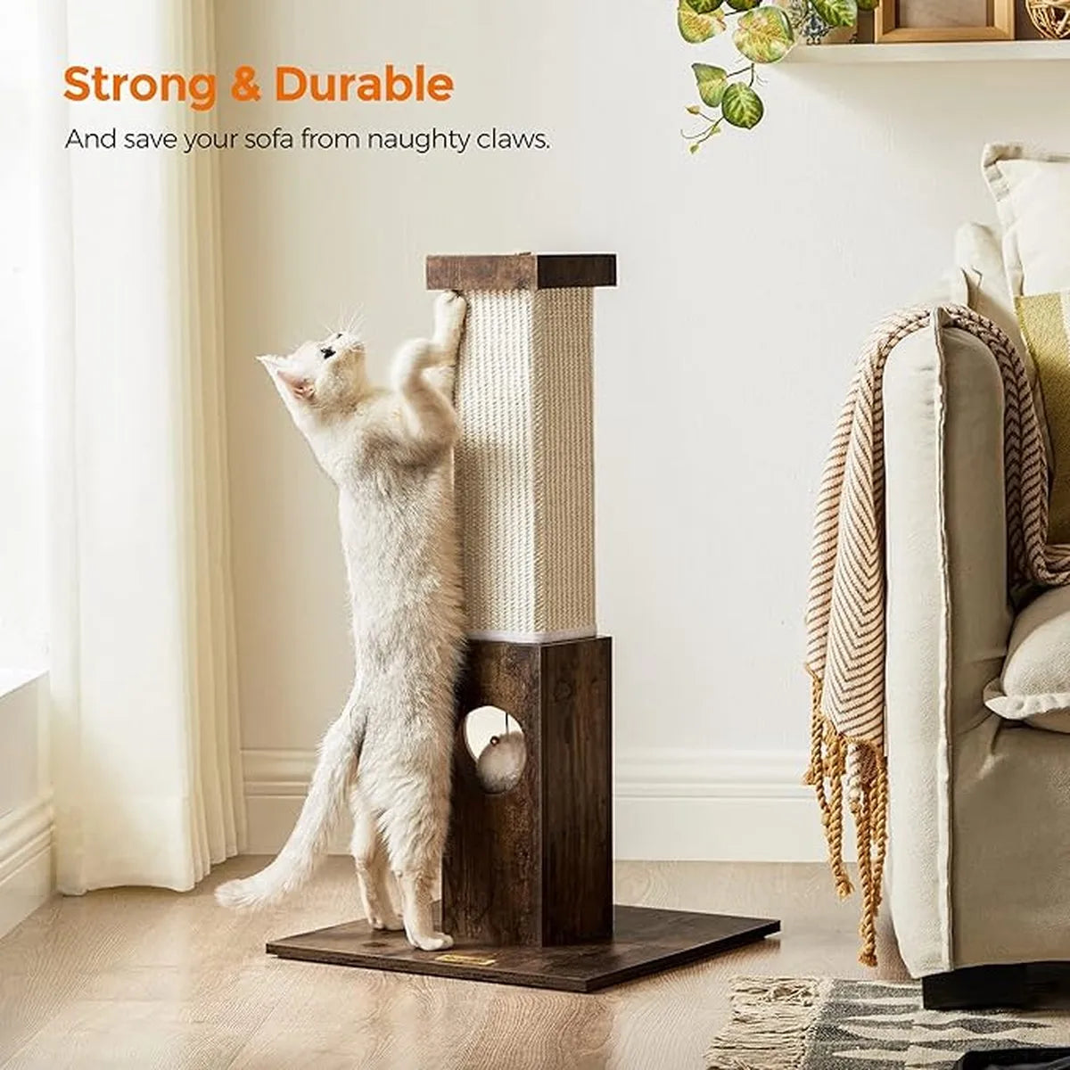 FurnStar - Krabpaal - Katten Krabpaal met Speelbal - Vintage - Beige - 73 cm