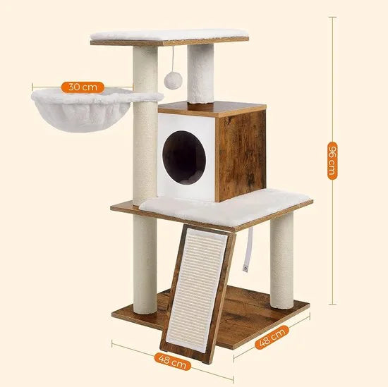 FurnStar - Krabpaal - kattenboom - hoogte 96 cm - walnootkleurig