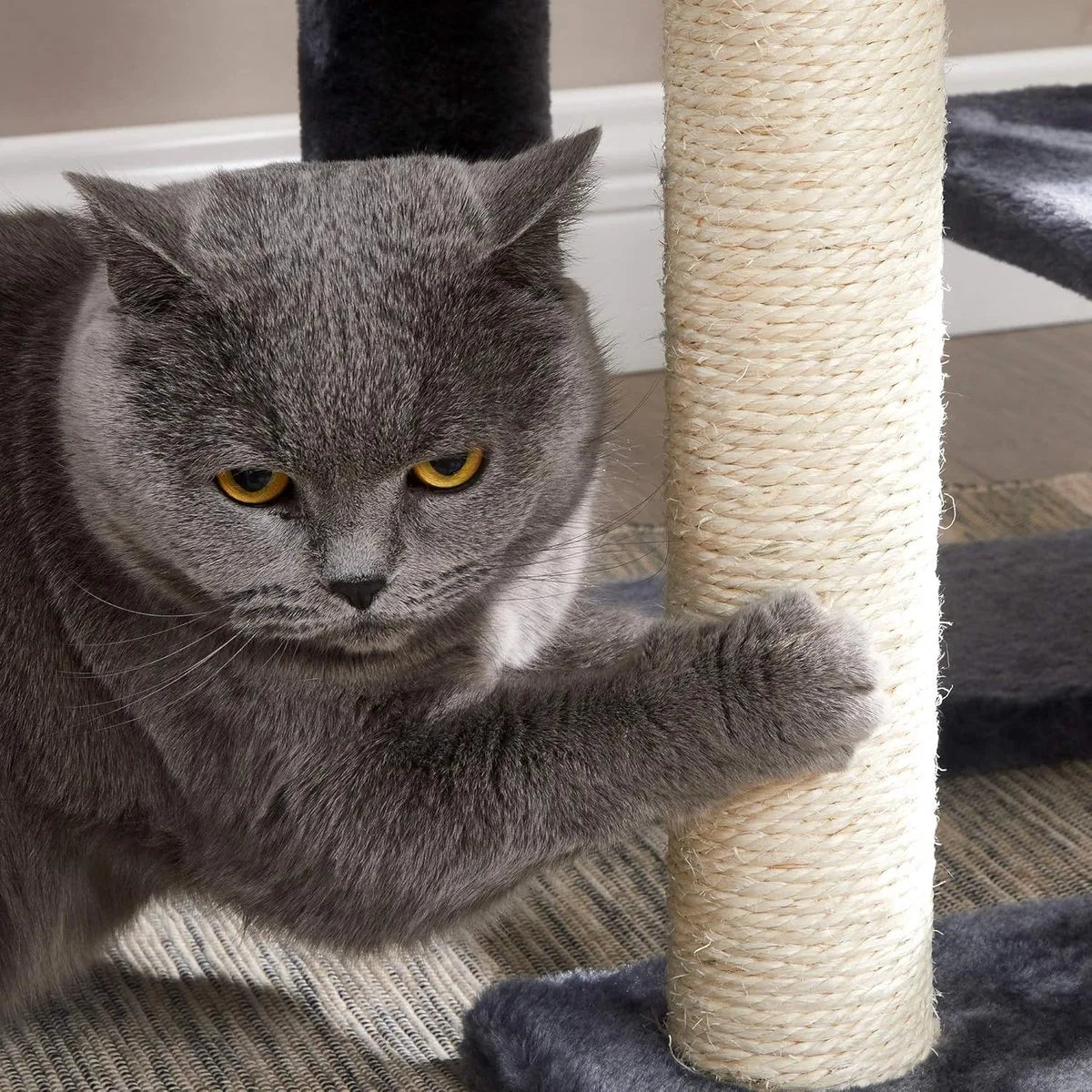 FurnStar - Krabpaal - Klein Kattenappartement 84 cm - Kattentoren - Lichtgrijs – Grijs