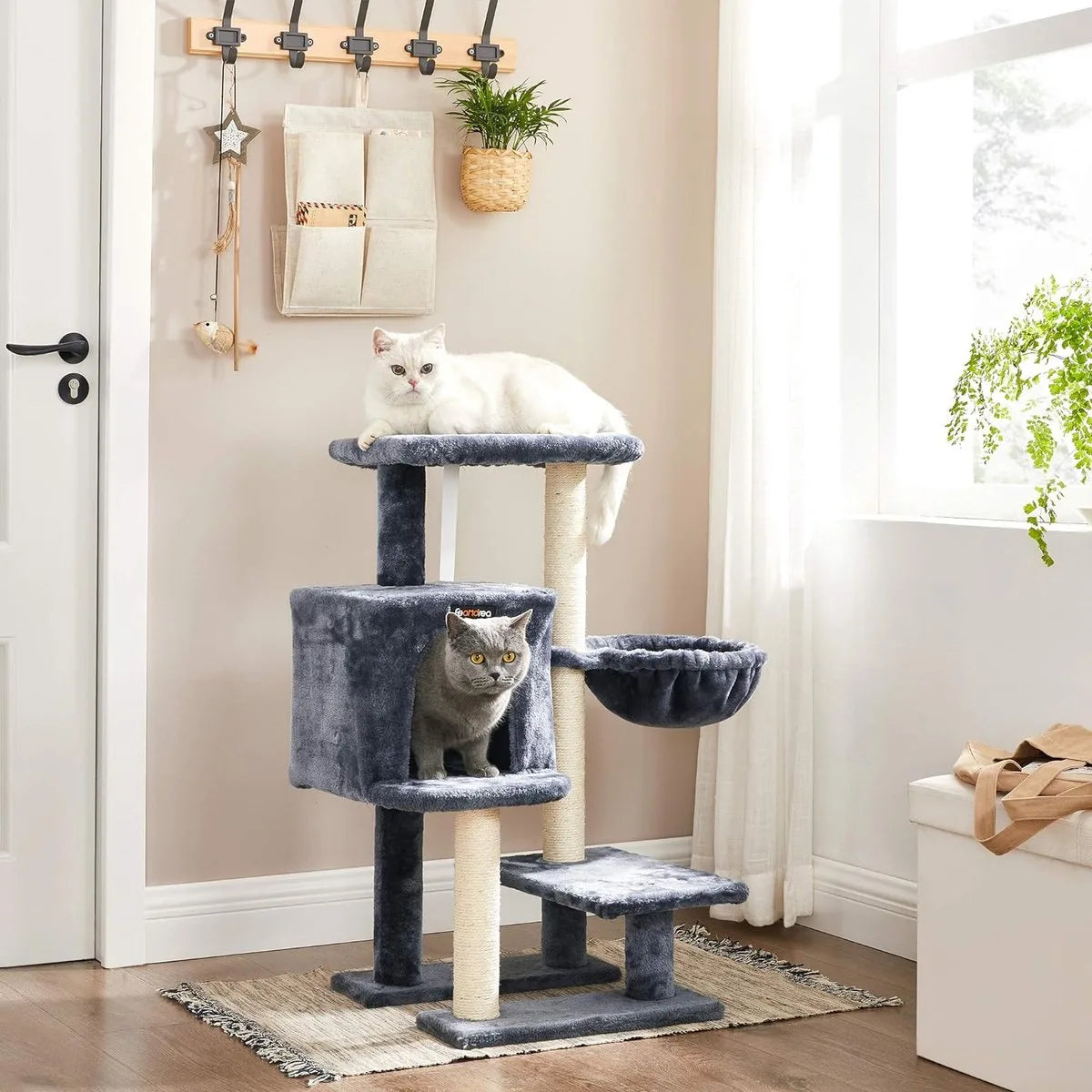 FurnStar - Krabpaal - Klein Kattenappartement 84 cm - Kattentoren - Grijs